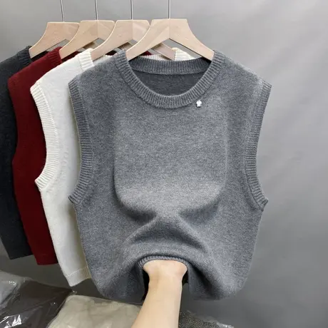 叠穿针织马甲女2024秋季新款百搭圆领套头背心坎肩外搭无袖毛衣商品大图
