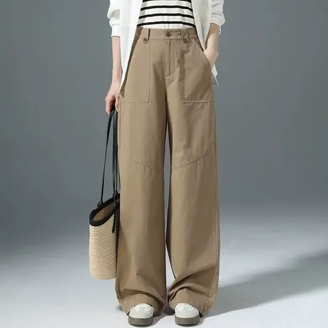 工装裤休闲裤女2025新款春夏运动裤小个子裤子高腰宽松直筒阔腿裤商品大图