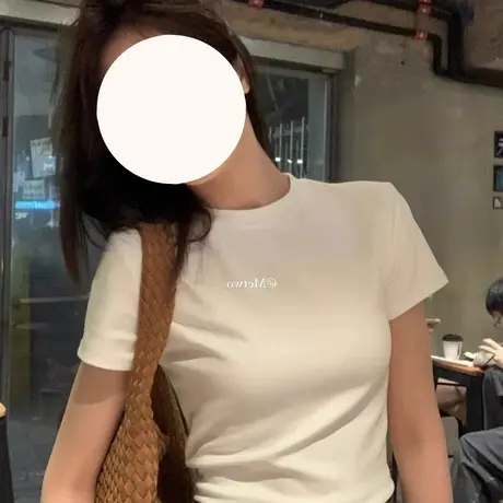 韩系修身圆领白色短袖T恤女夏季正肩纯色半袖体恤内搭打底衫上衣图片