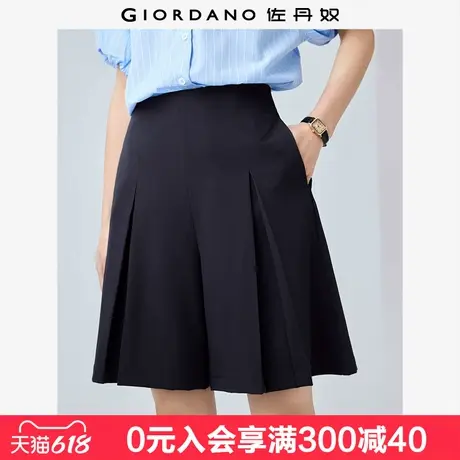 佐丹奴西装短裤女夏季新款垂感阔腿裙裤收褶显瘦五分裤女05405311商品大图