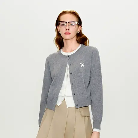 可可尼COCOON 商场同款春季学院风毛衫上衣假两件款式针织开衫女商品大图