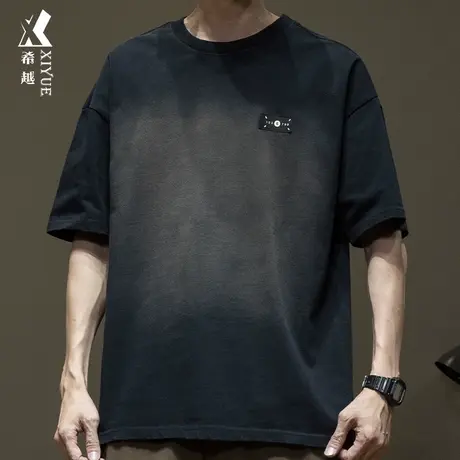 希越重磅280g纯棉短袖T恤男2024夏季新款宽松大码男士水洗打底衫图片