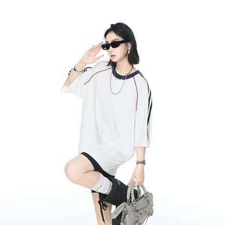 2025夏季新款宽松短袖T恤女美式复古街头风男女同款半袖上衣潮牌图片