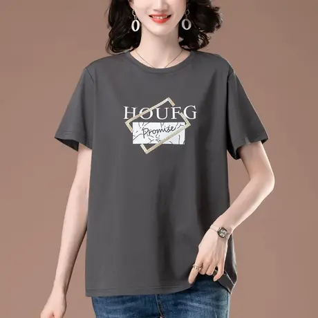 加肥加大码短袖t恤女夏装新款中年妈妈百搭休闲遮肚显瘦半袖体恤图片