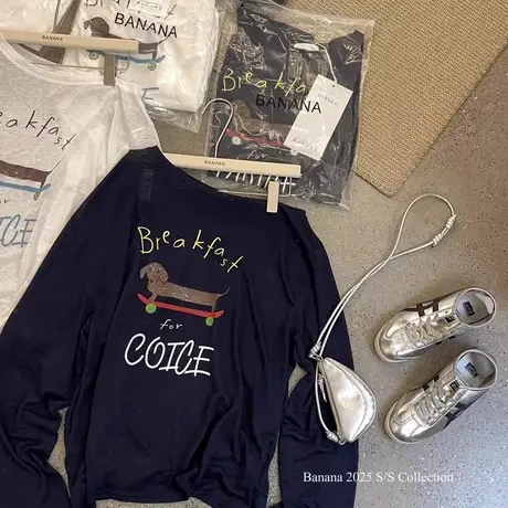 韩国东大门夏季新款时尚慵懒薄款防晒斜肩长袖T恤女宽松露肩上衣商品大图