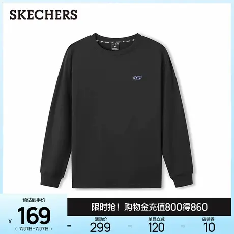 斯凯奇2025年夏季新款宽松字母印花男女同款圆领柔软舒适长袖T恤商品大图