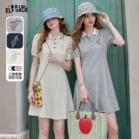 【呼呼专享】妖精的口袋玩了再说Polo领连衣裙学院风新款减龄裙子商品大图