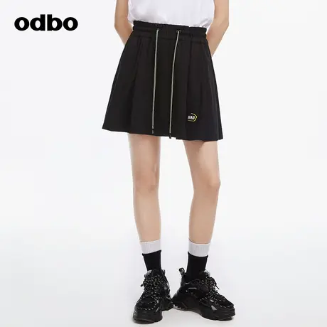 odbo/欧迪比欧时尚气质抽绳束腰休闲短裤女春季新款百搭运动裙裤商品大图
