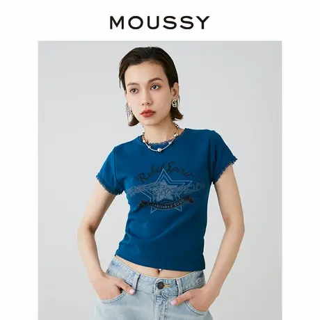 MOUSSY 春季新品美式复古辣妹蕾丝花边短袖T恤028HSZ90-0631图片
