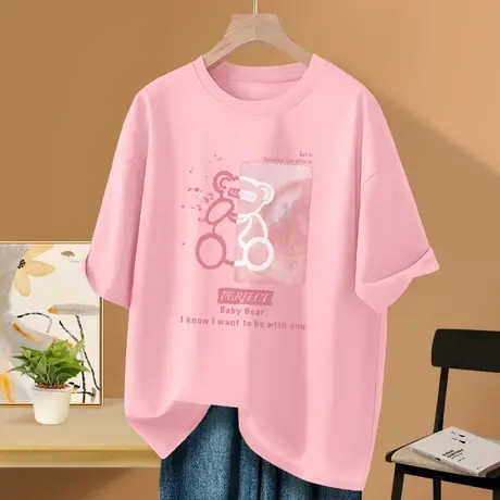 纯棉短袖t恤女2025新款爆款夏季小个子学院风宽松大码半袖上衣服图片