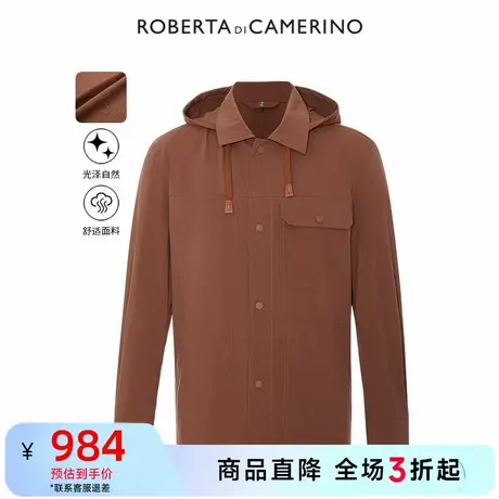 【连帽】ROBERTA诺贝达2025春季新品休闲纯色时尚棉质中长风衣男商品大图