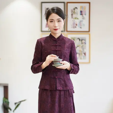 筠雅秋季新款中国风复古显瘦旗袍式上衣时尚气质唐装上衣女24J305商品大图