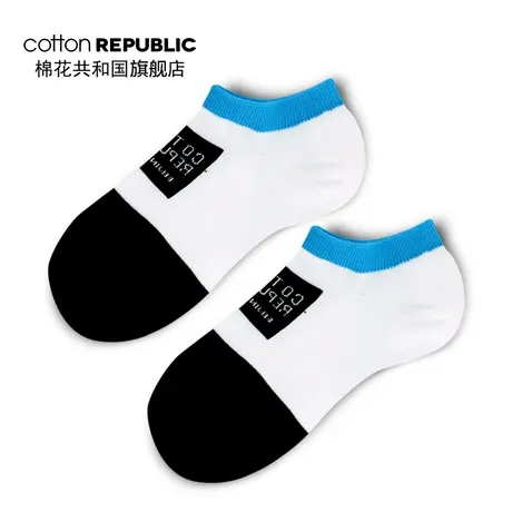 Cotton Republic/棉花共和国男士几何撞色棉质短袜情侣款休闲船袜图片