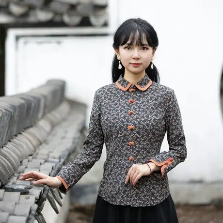 筠雅唐装女中国风旗袍式上衣佛系年轻款复古中式禅意茶服棉麻女装图片