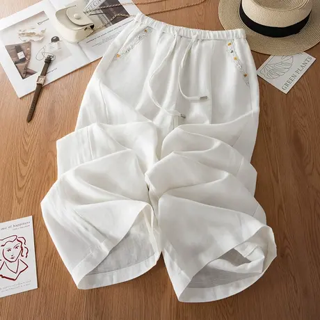 2025夏季新款天丝亚麻裤阔腿裤薄款高腰显瘦休闲裤女宽松百搭长裤商品大图