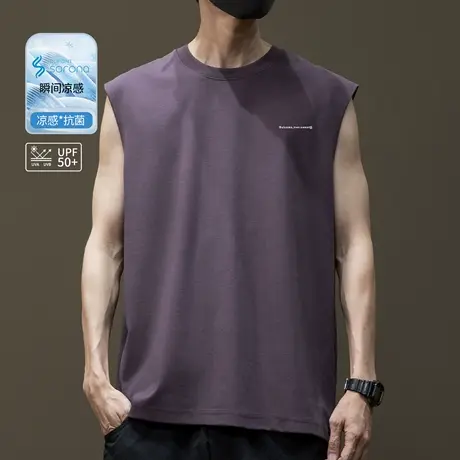 UPF50＋防晒冰丝凉感背心T恤男士夏季新款宽松大码胖子运动体恤衫商品大图
