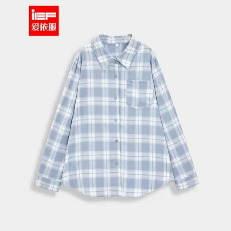 IEF/爱依服【微胖】大码女装2025夏季新款韩版时尚休闲格子衬衫商品大图