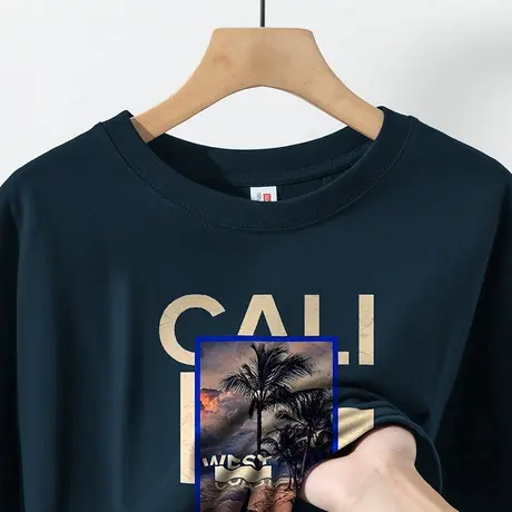 美式复古260g重磅纯棉短袖t恤男潮牌印花圆领上衣服体恤全棉半袖商品大图