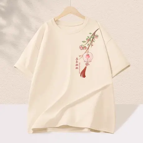 小个子纯棉短袖t恤女2025新款夏季小众设计感宽松显瘦体恤上衣女商品大图