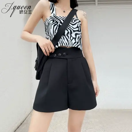 短裤女高腰夏季新款黑色百搭宽松休闲A字裤网红显瘦阔腿热裤子商品大图