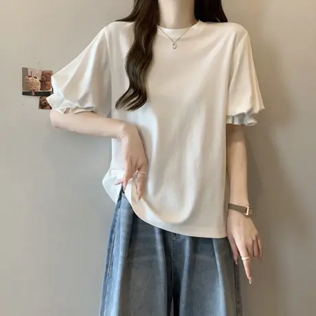 设计感小众灯笼泡泡袖T恤女短袖宽松夏装百搭韩版半袖上衣ins潮图片