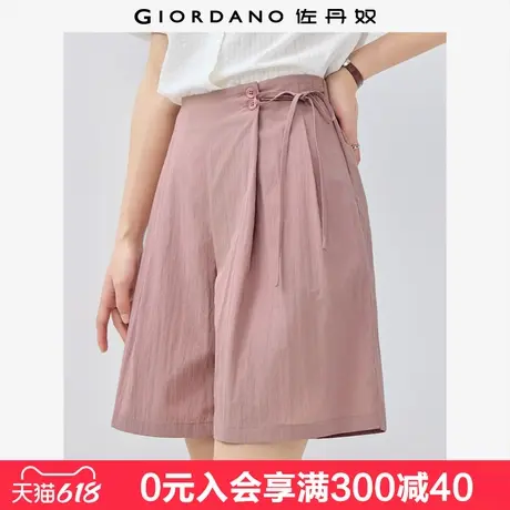 佐丹奴休闲短裤女夏季新款通勤绑带裤子半松紧腰阔腿短裤13405227商品大图