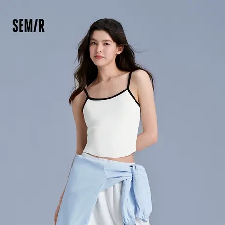 森马背心女短款外穿叠穿显瘦简约气质夏季复古撞色紧身吊带小性感商品大图