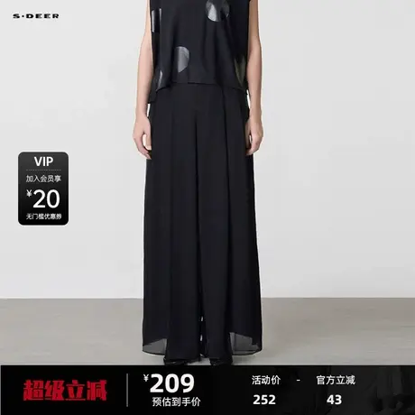 sdeer圣迪奥OL风松紧高腰插袋雪纺阔S242Z0803商品大图