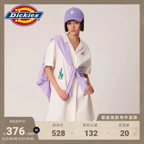 Dickies 春夏 涂鸦绣花下摆开叉女式工装连衣裙宽松图片