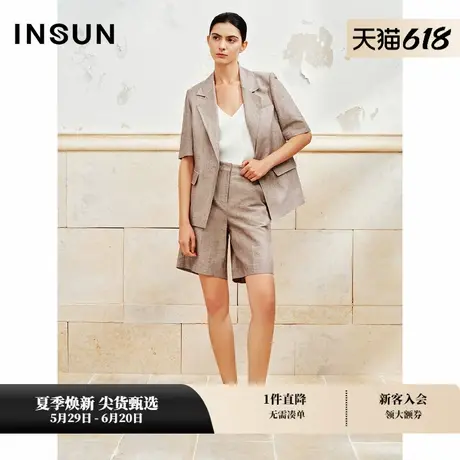 INSUN恩裳专选夏季老钱风棉麻混纺西装外套商品大图
