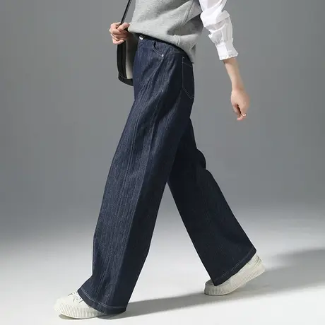 遮胯显瘦阔腿牛仔裤女2025春季新款宽松垂感梨型身材高腰直筒裤子商品大图