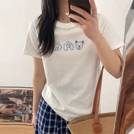 夏季2025新款纯棉短袖T恤女宽松韩版外穿内搭打底衫卡通动漫上衣图片