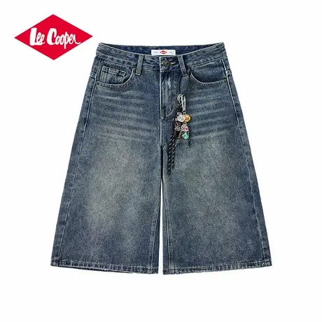 Lee Cooper/李库珀 潮流复古七分裤牛仔裤女春夏高腰宽松阔腿中裤图片