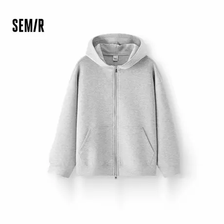 森柔棉|商场同款森马外套女纯色宽松慵懒2025秋新款连帽夹克休闲商品大图