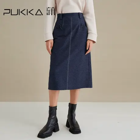 蒲PUKKA 工装风半裙女秋季宽松休闲复古显瘦中长a字裙子商品大图