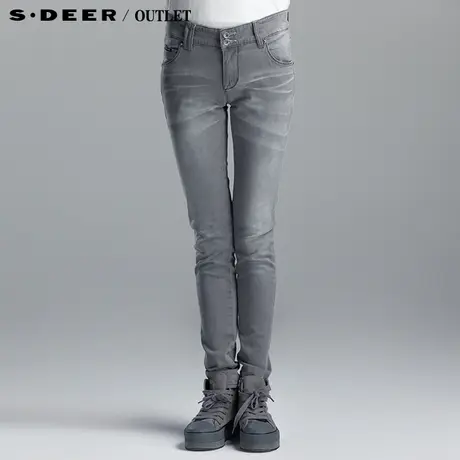 【新品】sdeer圣迪奥专柜正品女装春装高腰水洗修身牛仔裤4180889图片