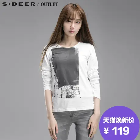【清仓】sdeer圣迪奥抽象墨意印染长袖T恤S15180255图片