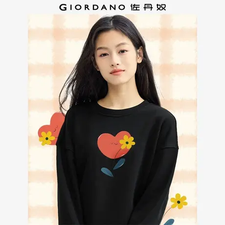 佐丹奴卫衣女装印花圆领长袖针织套头卫衣 69394420商品大图