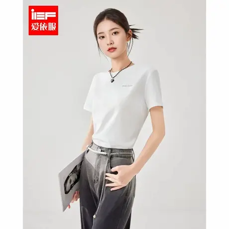 IEF/爱依服短袖上衣2025夏季新款韩版简约休闲通勤百搭气质感T恤商品大图