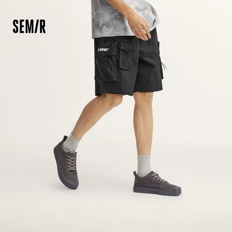 森马休闲中裤男多口袋工装短裤宽松抽绳夏季松紧腰五分裤时尚潮流商品大图