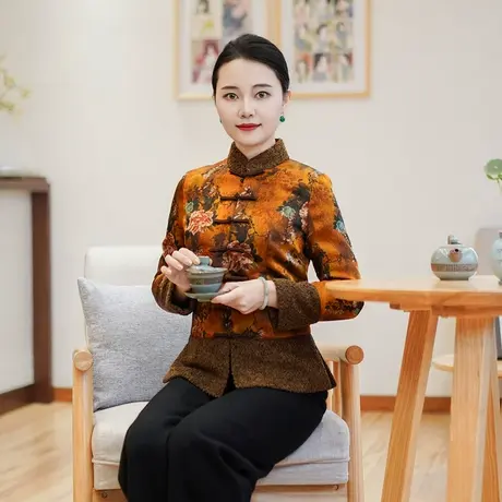 筠雅冬季新款唐装加厚旗袍小棉袄中国风年轻款夹棉保暖棉衣24R807商品大图