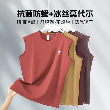 莫代尔运动背心男夏季抗菌防螨无袖t恤冰丝速干凉感汗衫健身坎肩图片