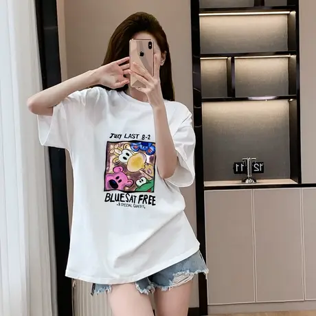 洋气夏日多巴胺短袖t恤2025夏季新款女穿搭设计感小众撞色上衣潮商品大图