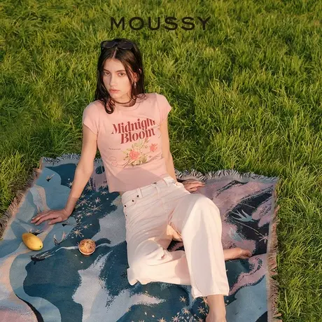 MOUSSY 夏季复古玫瑰印花正肩短袖T恤028ISQ90-4211图片