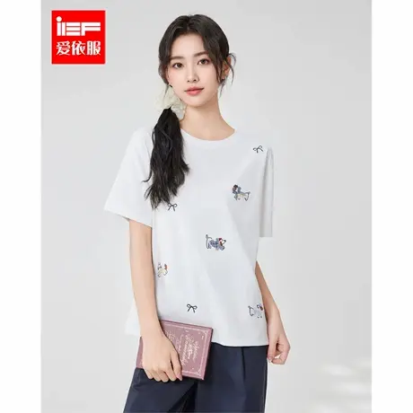 IEF/爱依服2025夏季新款通勤休闲运动设计感可爱减龄百搭简约T恤图片
