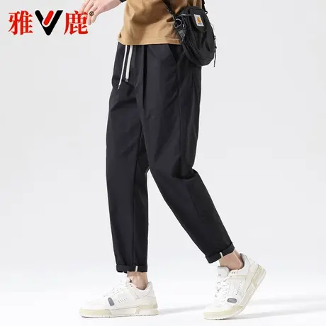 雅鹿2024夏季新款男装5A级抗菌休闲裤透气宽松时尚百搭简约长裤男商品大图