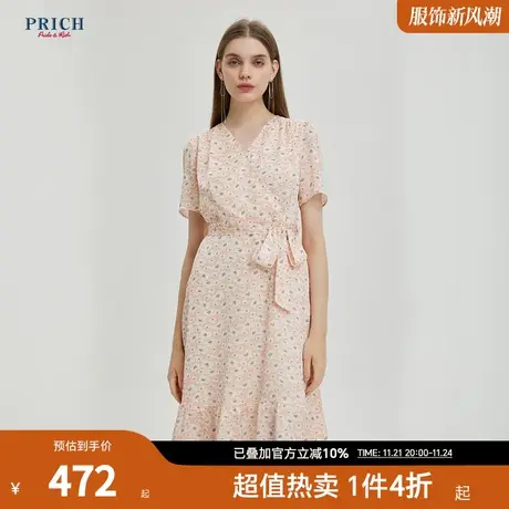 PRICH夏新款波点造型柔美气质荷叶裙边收腰显瘦连衣裙女商品大图