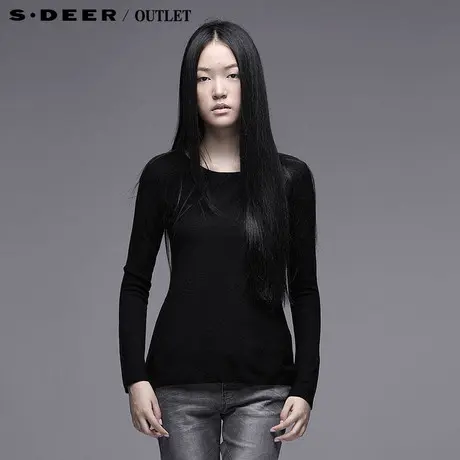 sdeer圣迪奥春装新款女拼接针织衫长袖毛衣3383535图片