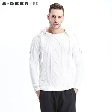 sdeerhe圣迪奥男装时尚个性休闲拼接白色连帽纯棉外套H15172272图片