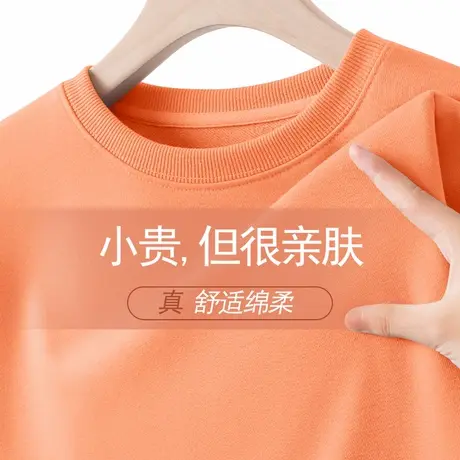 小个子圆领卫衣女2024新款爆款春秋季时尚宽松上衣慵懒风纯色外套商品大图